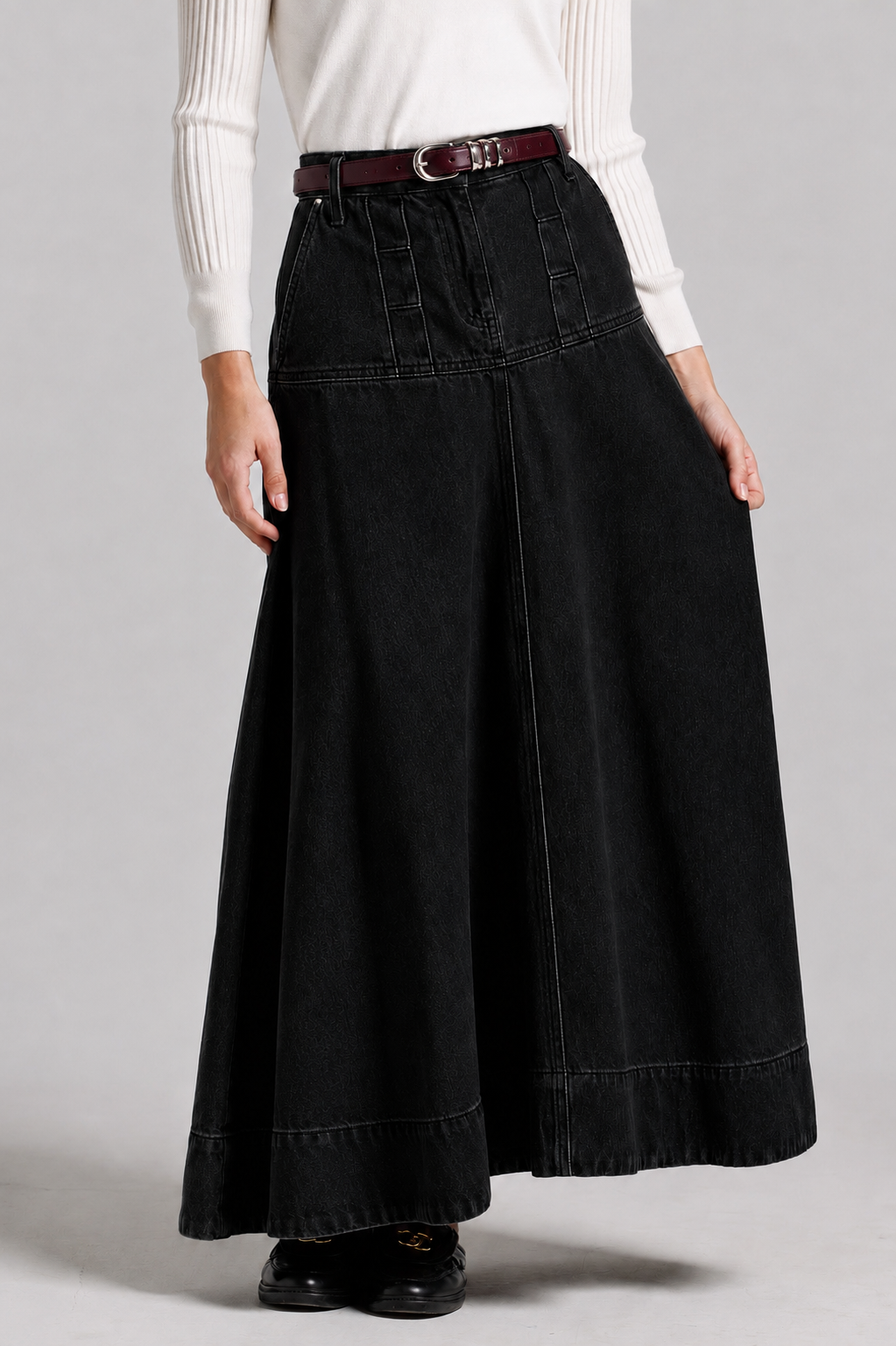 Braided Midi Denim - Black