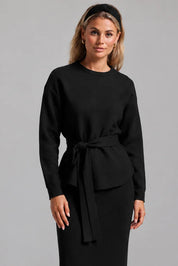 Knit Wrap Top  - Black