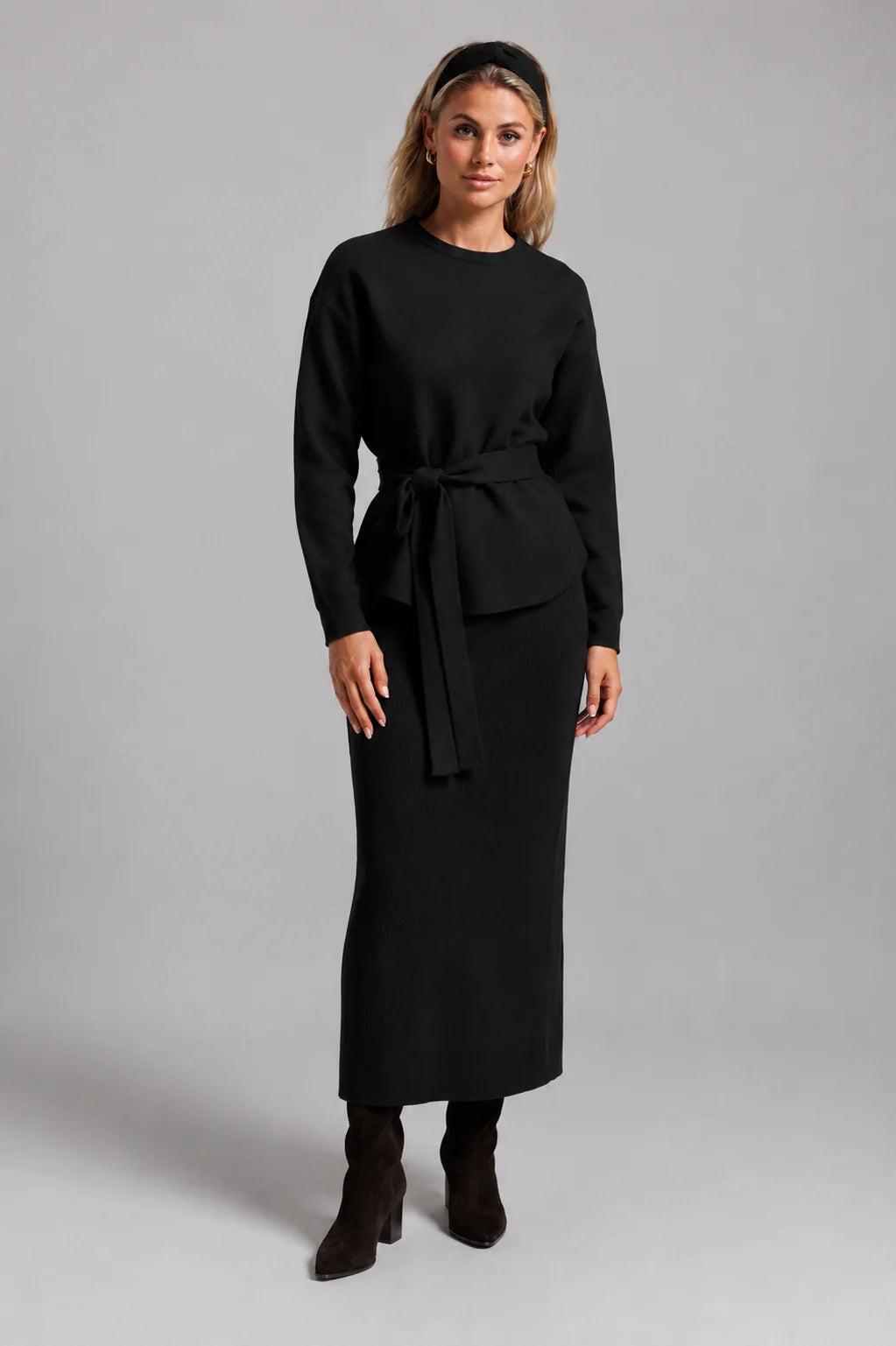 Knit Wrap Top  - Black