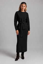 Knit Wrap Top  - Black