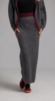 Knit Midi - Grey & Maroon