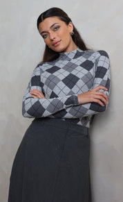 Argyle Print Tneck