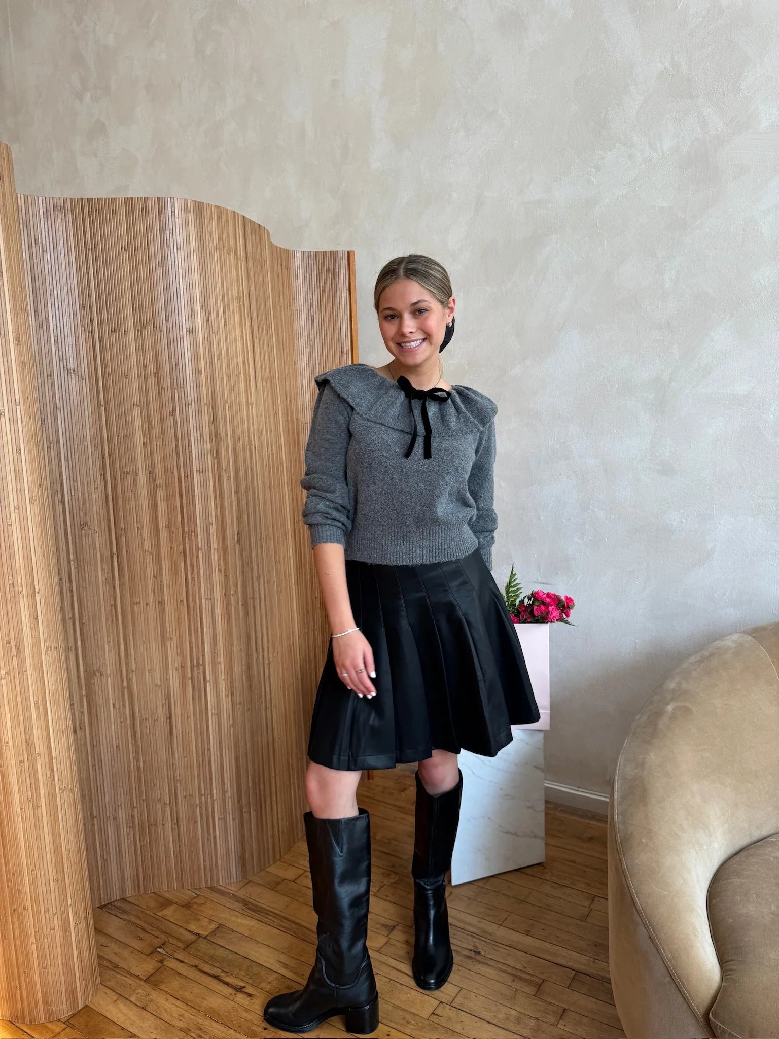 The Leather Pleated Skirt