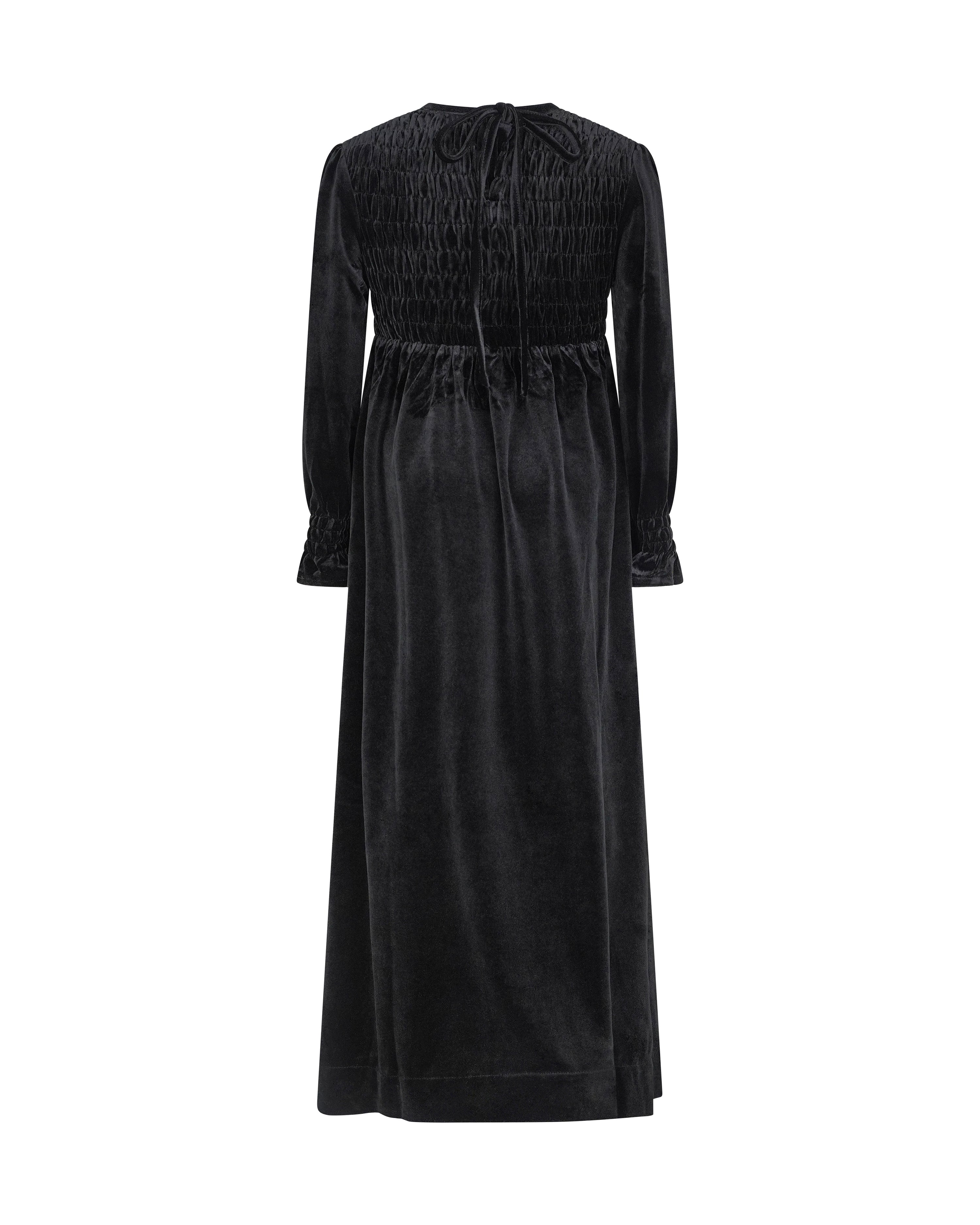 EMMA SMOCKED VELVET MAXI