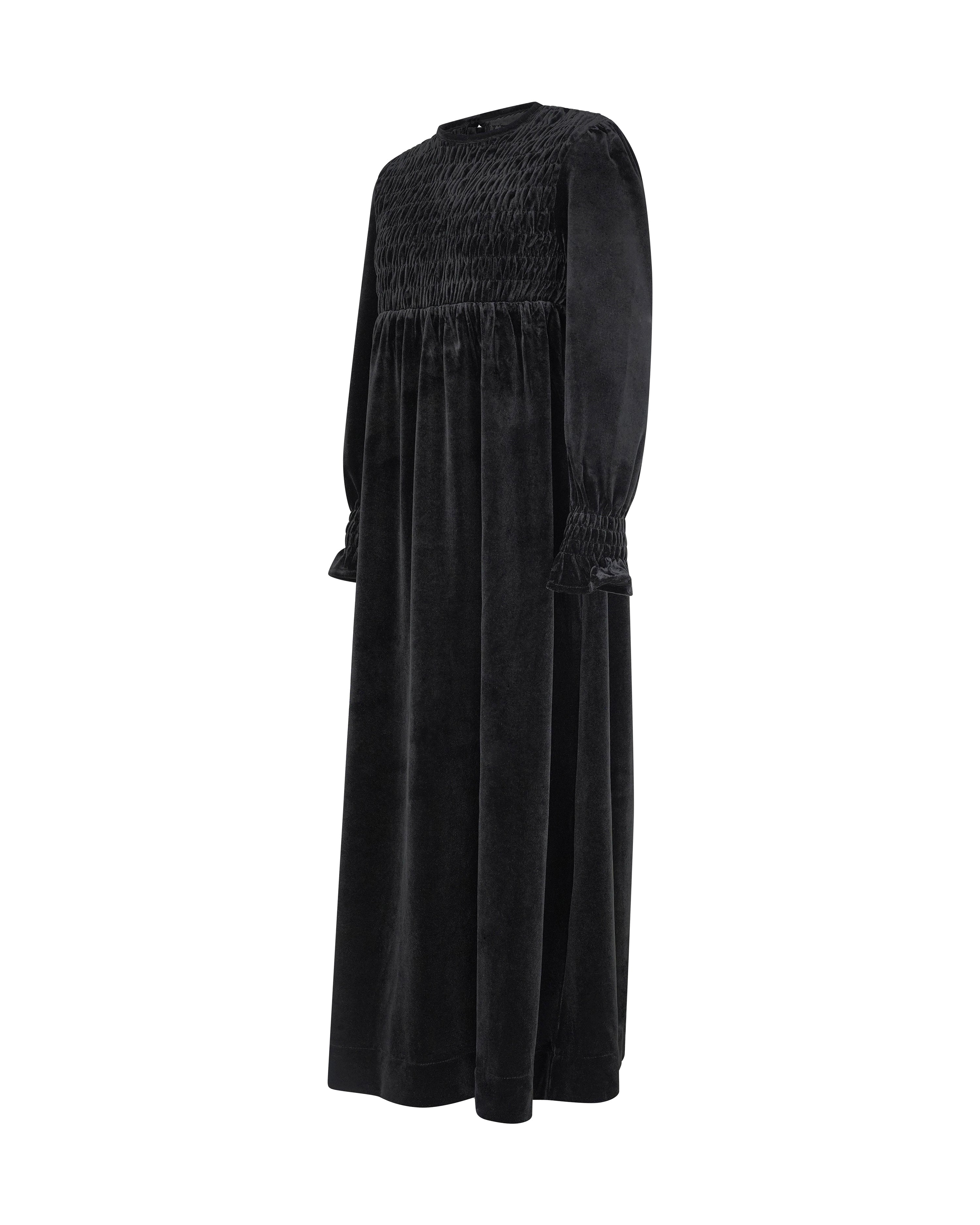 EMMA SMOCKED VELVET MAXI