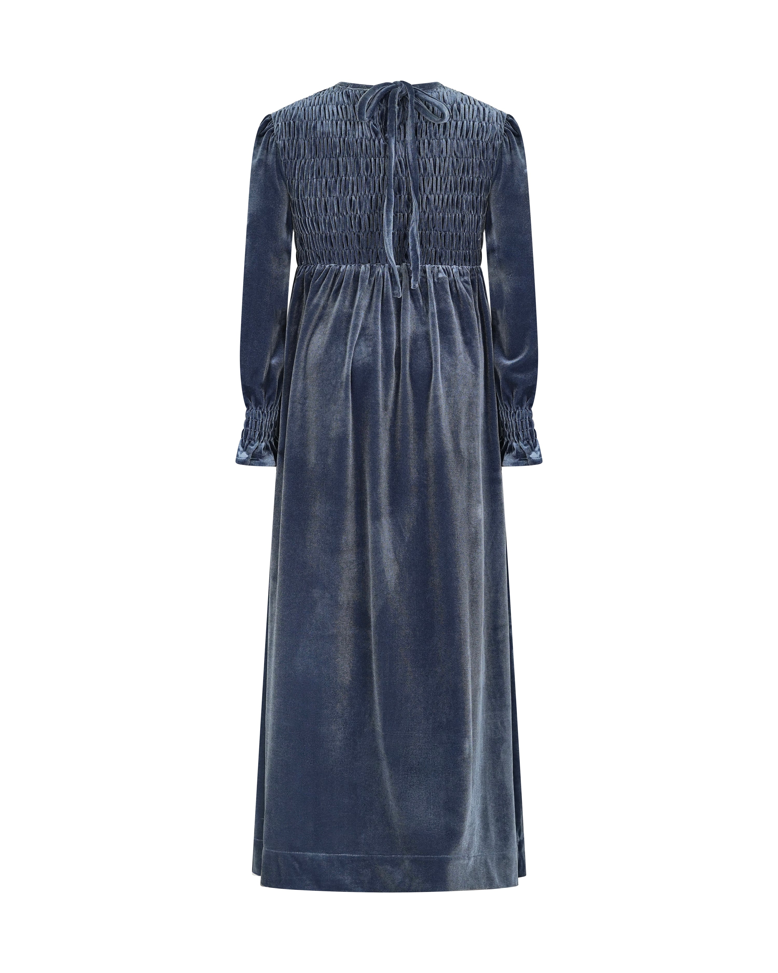 EMMA SMOCKED VELVET MAXI