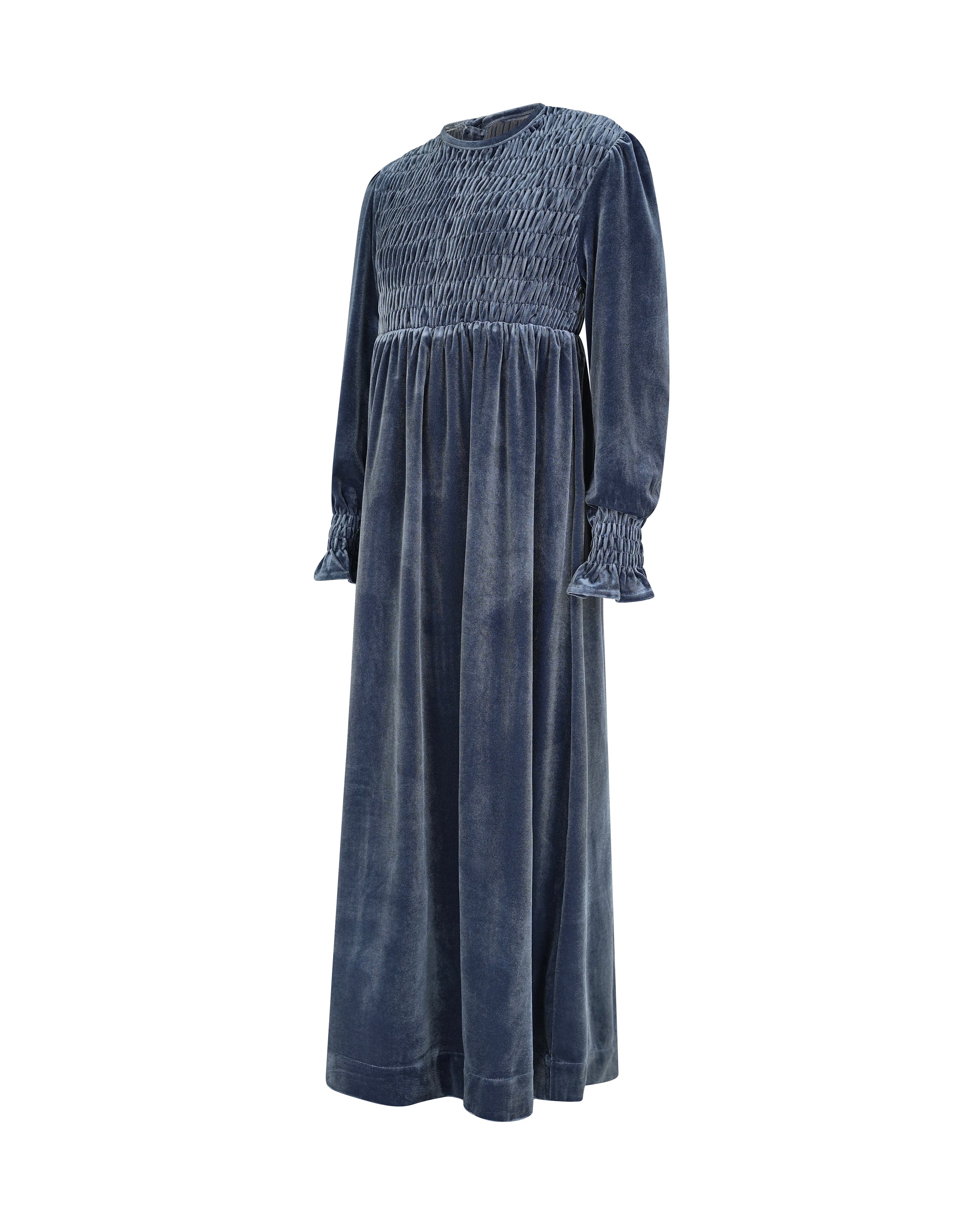 EMMA SMOCKED VELVET MAXI