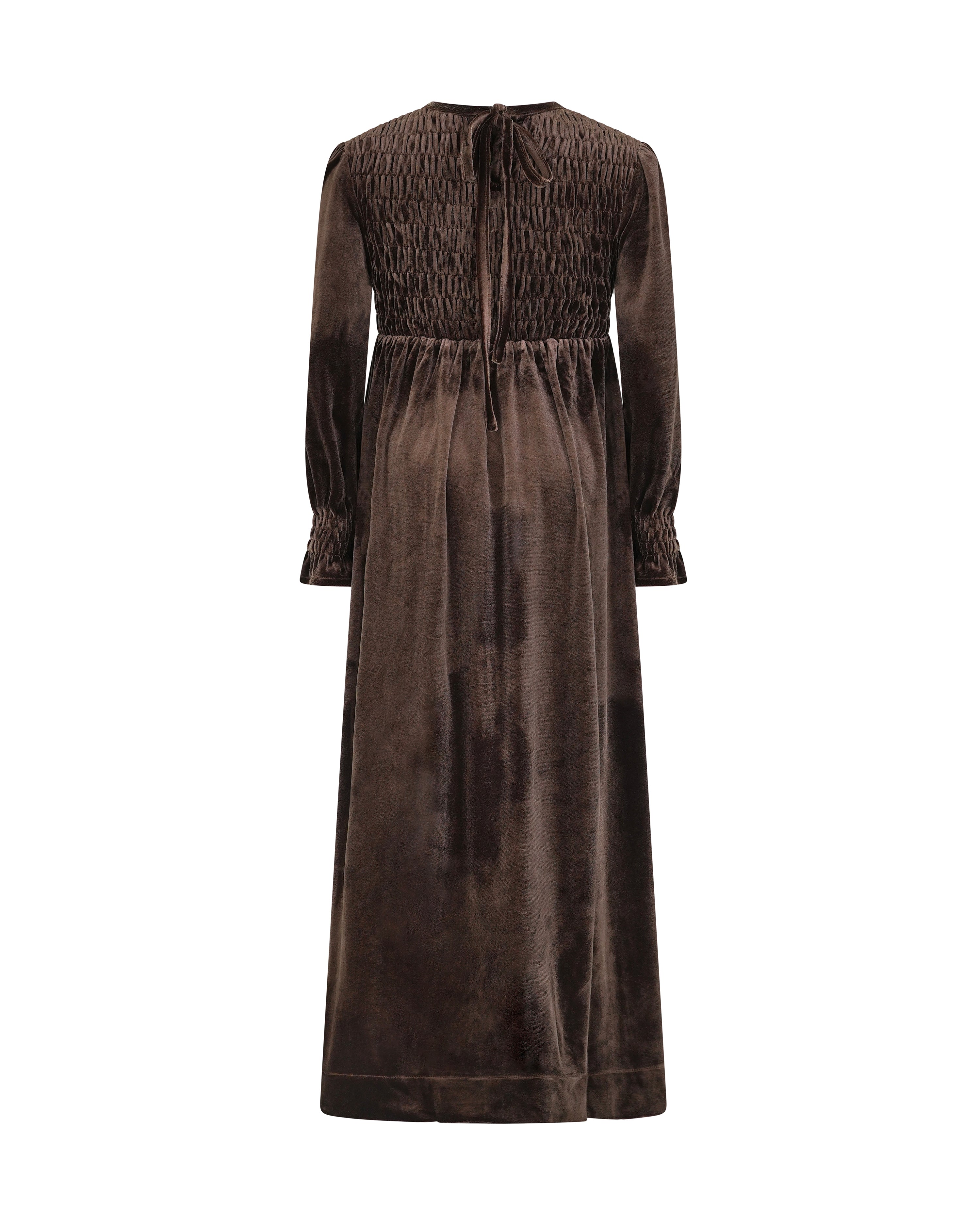 EMMA SMOCKED VELVET MAXI