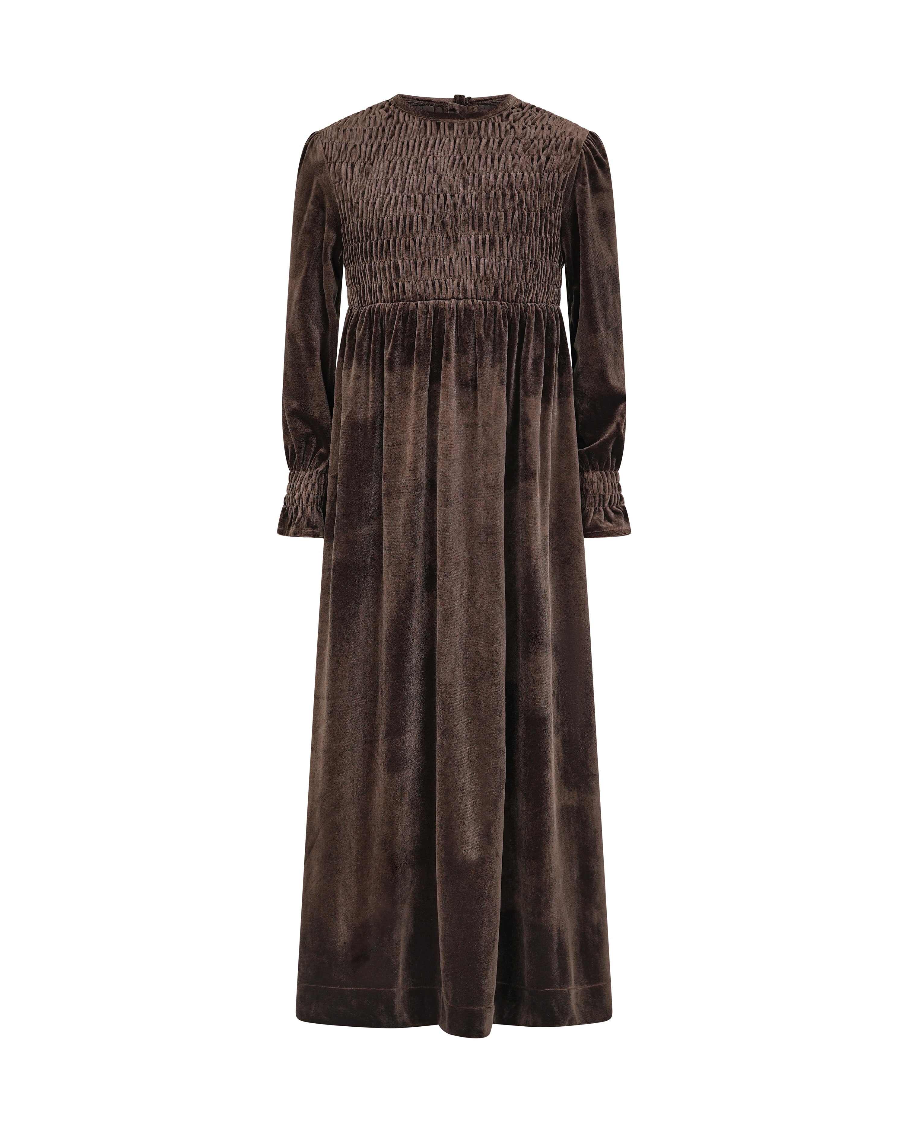 EMMA SMOCKED VELVET MAXI