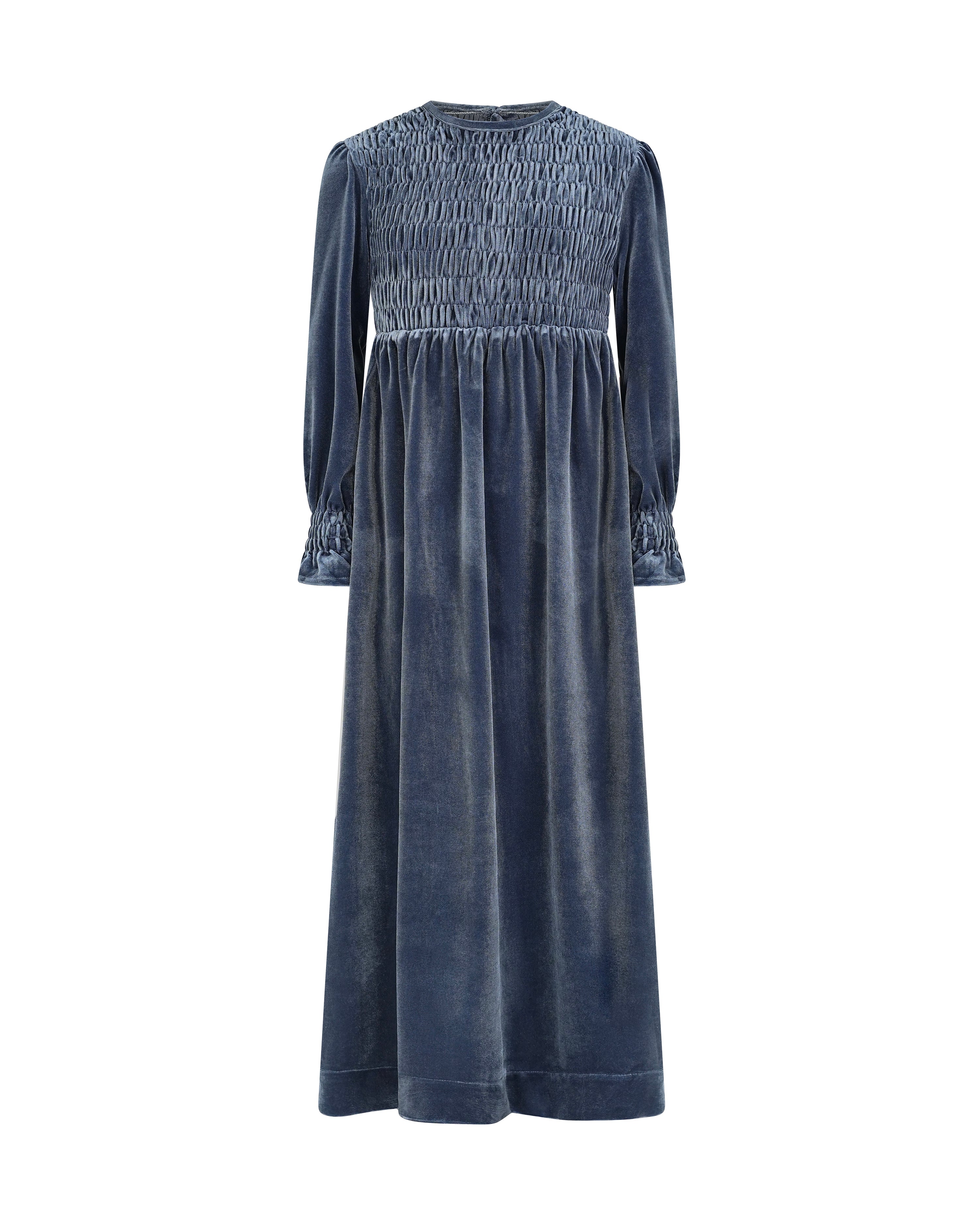 EMMA SMOCKED VELVET MAXI