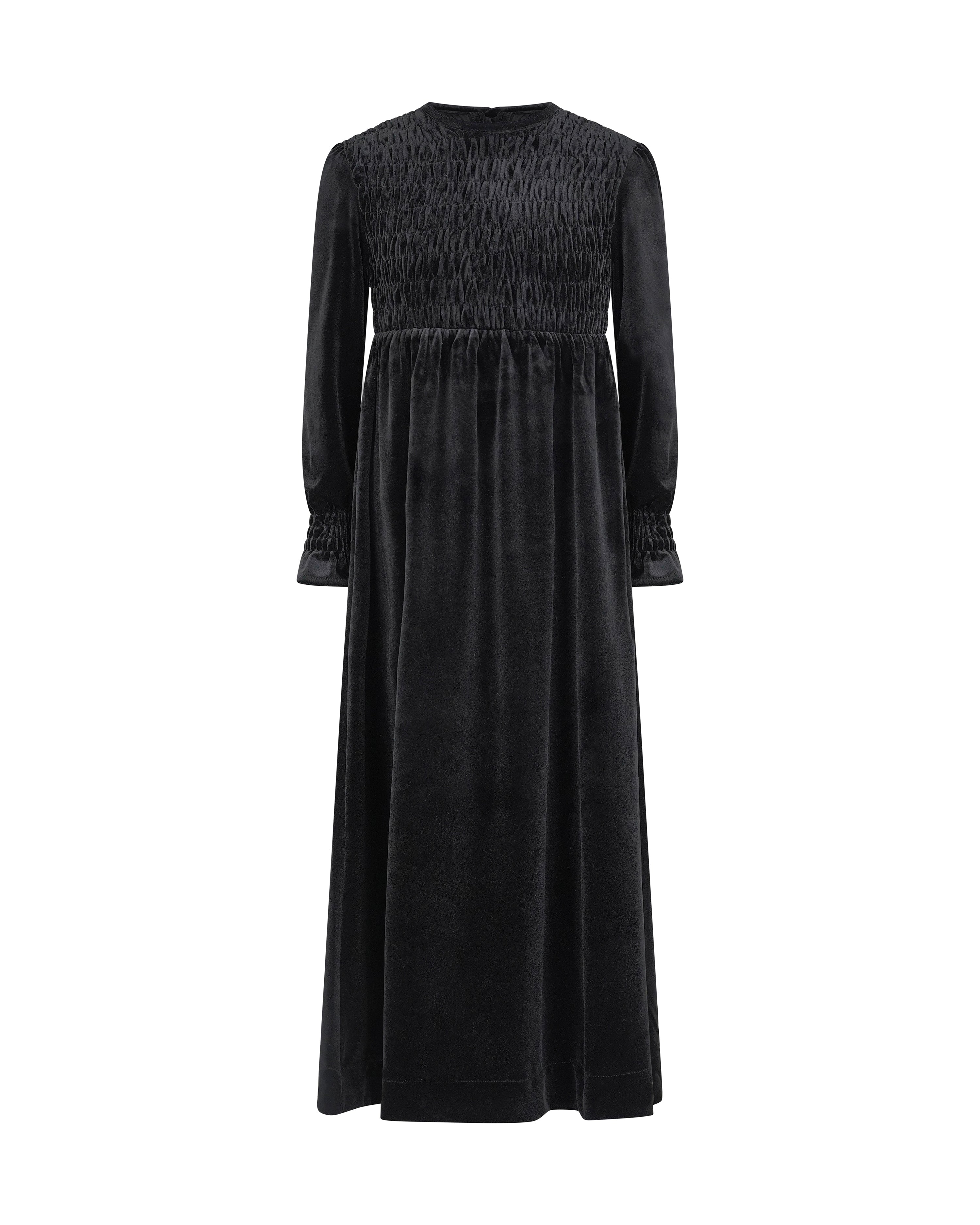 EMMA SMOCKED VELVET MAXI
