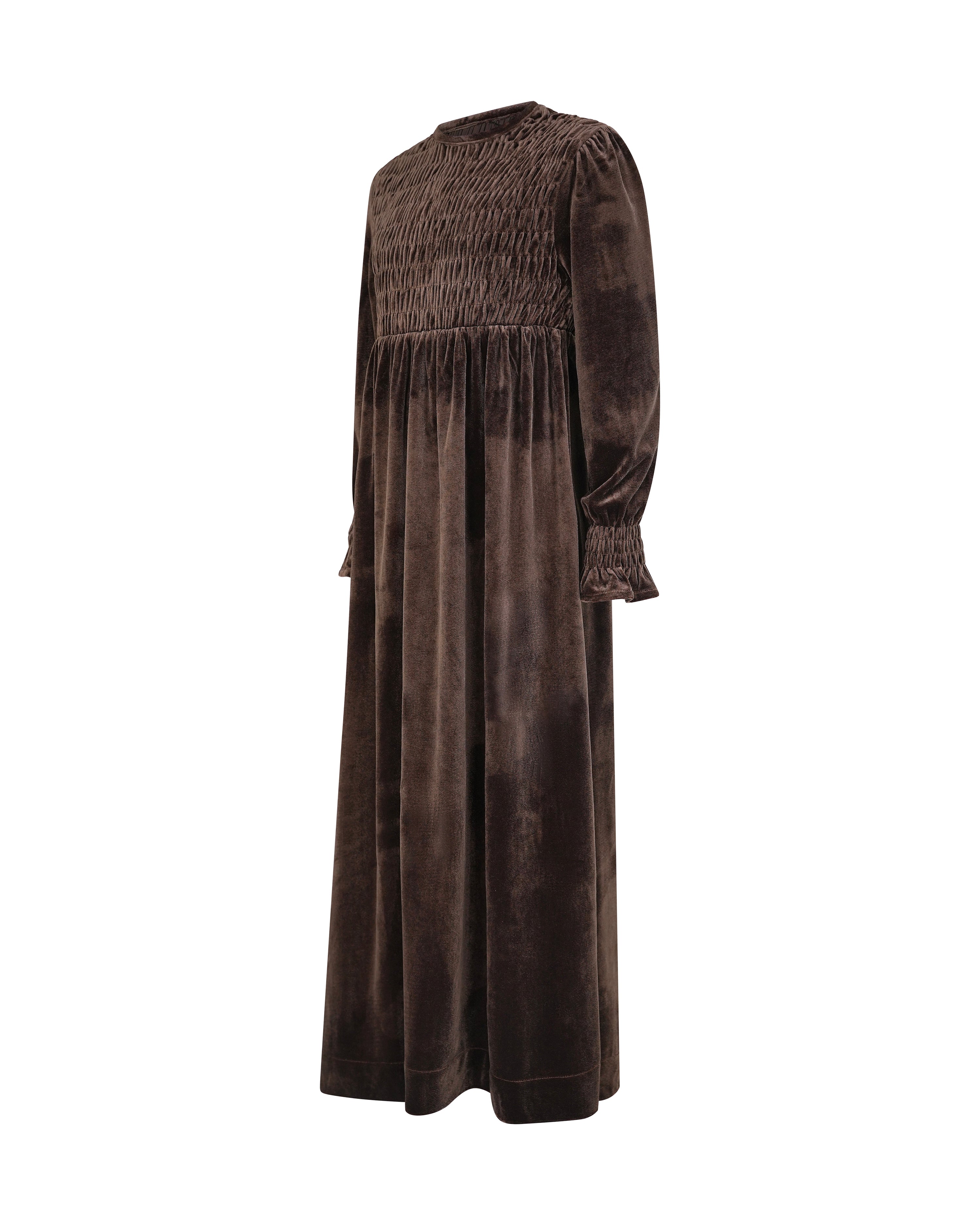 EMMA SMOCKED VELVET MAXI