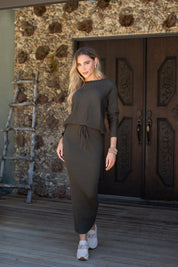 Sweater Rib Tube Skirt- Olive