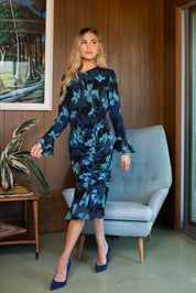 Valerie Dress- Watercolor Florals Blues and Greens