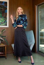 Paneled Slip Skirt Maxi- Black