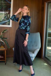 Paneled Slip Skirt Maxi- Black