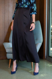 Paneled Slip Skirt Maxi- Black