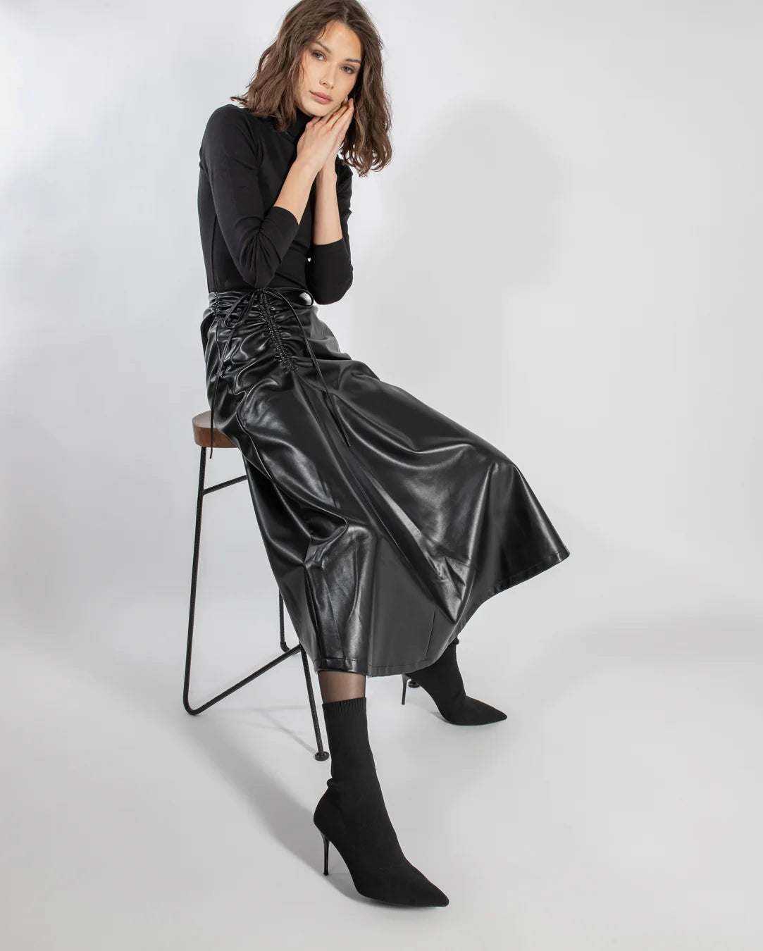 Leather Drawstring Skirt