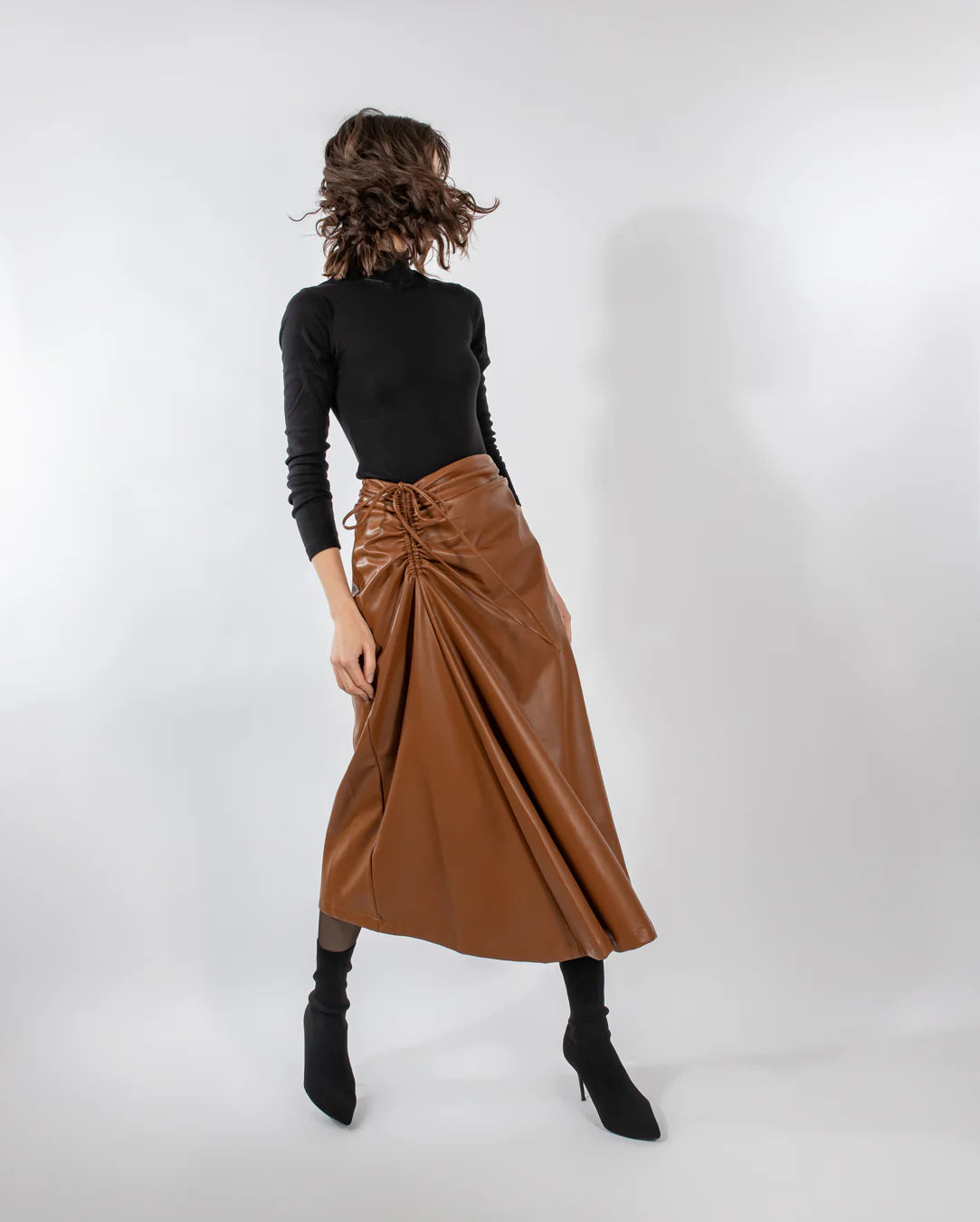 Leather Drawstring Skirt