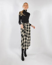 Checkered Drawstring Flannel Skirt