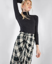 Checkered Drawstring Flannel Skirt