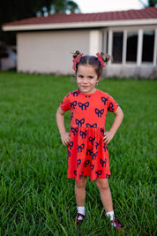 Grosgrain Bow Clip Set (2) - Poppy Red