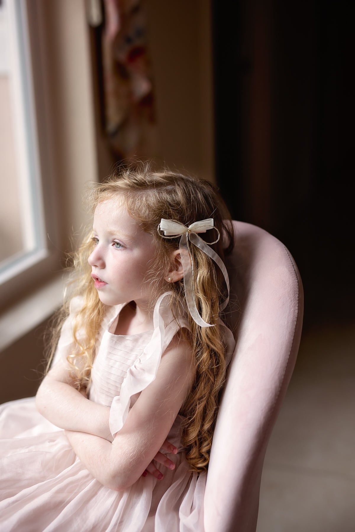 Dainty Fairy Beaded Bow - Gold