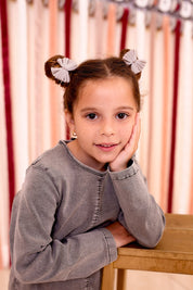 Velvet Pleated Butterfly Bow Clip Set - Taupe (Handmade in the USA!)