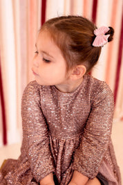 Velvet Pleated Butterfly Bow Clip Set - Golden (Handmade in the USA!)