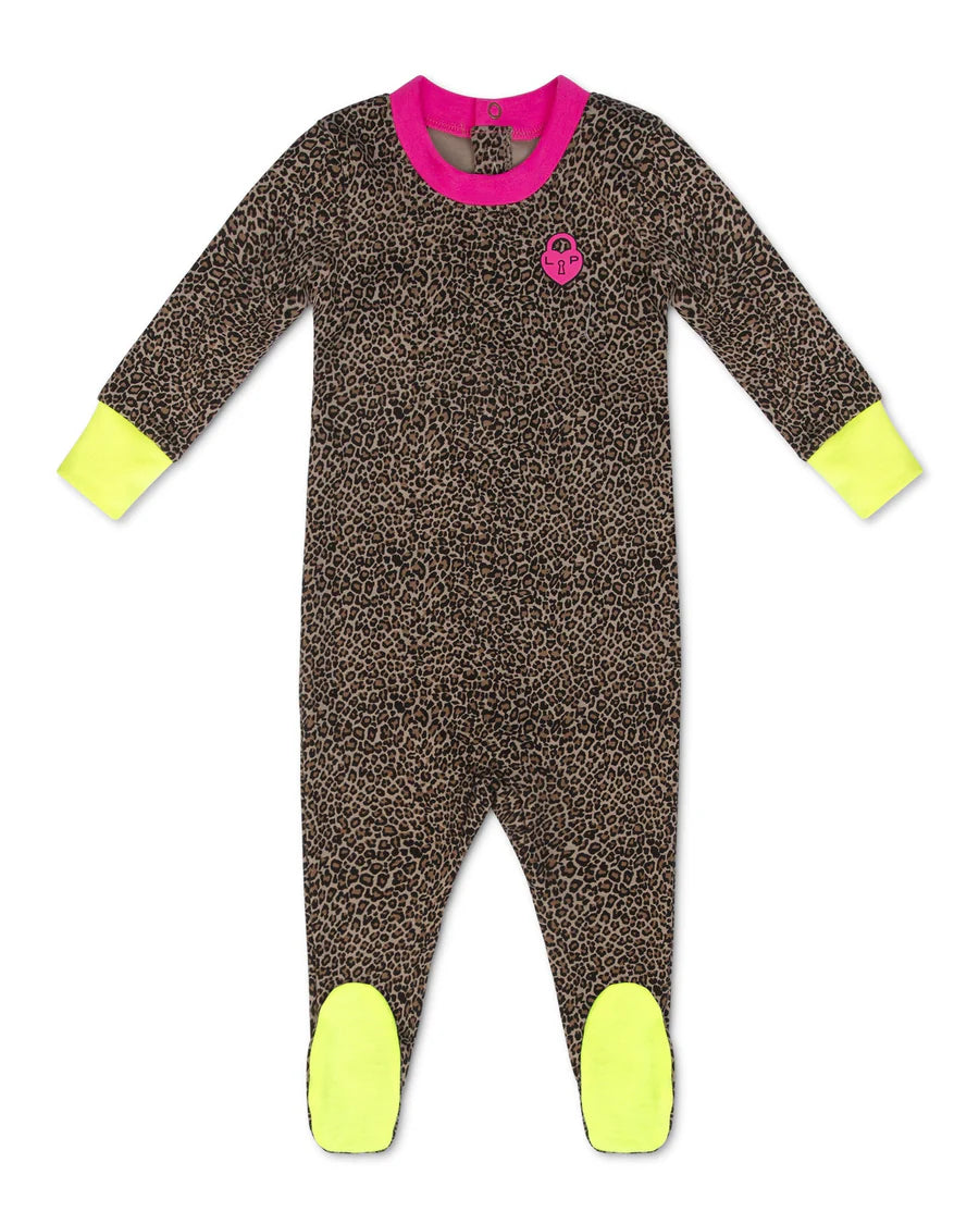 Leopard Footie Pink