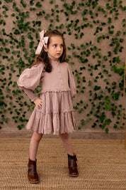 Oversized Bow Pony/Clip - Sweet Nectar Grosgrain