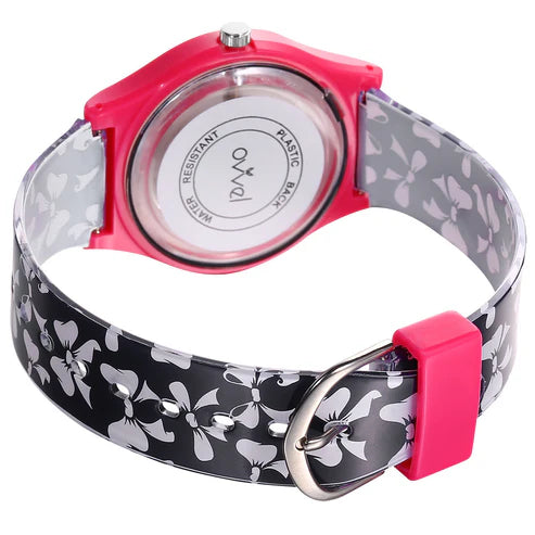 Ovvel Girls Analog Watch for kids – Black & White Bows