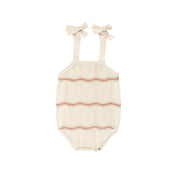 Girls Wave Knit Romper – Ivory/Pink – Holland Collection