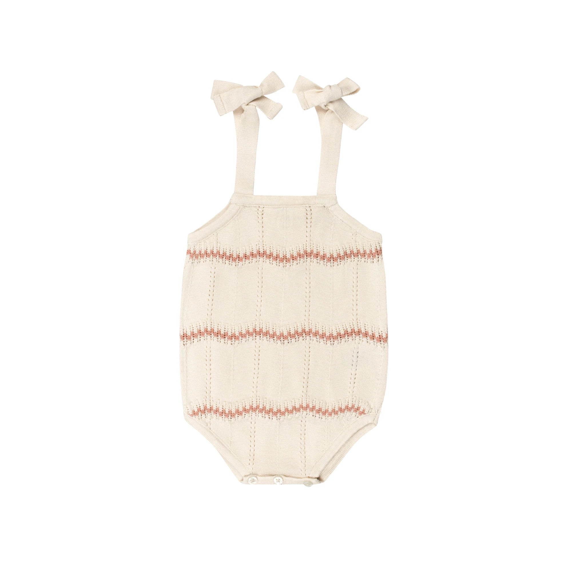 Girls Wave Knit Romper – Ivory/Pink – Holland Collection