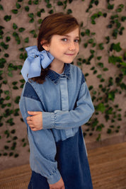 Oversized Bow Pony/Clip - Sweet Nectar Grosgrain