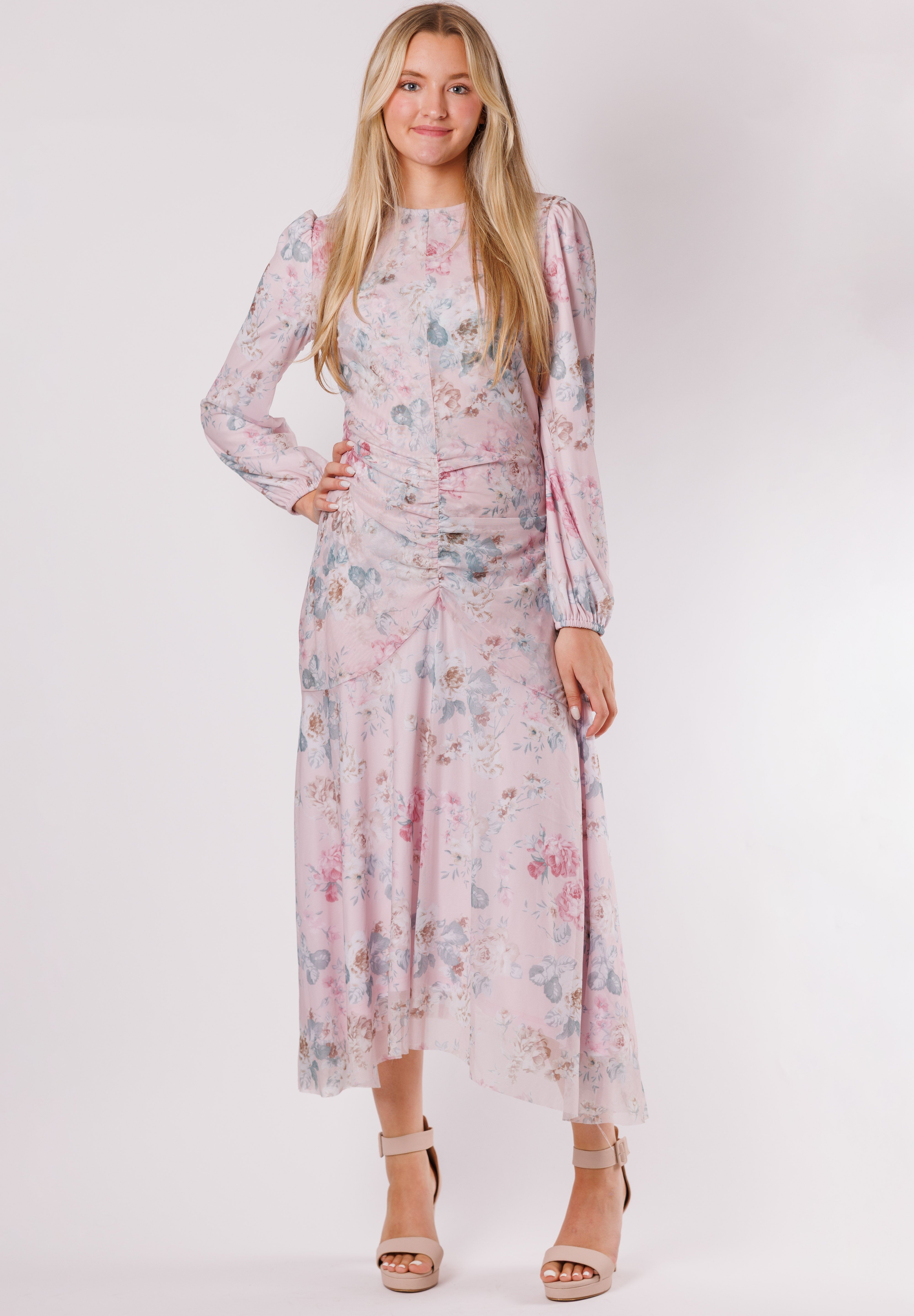 MESH DRESS WITH RUCHING (26107)