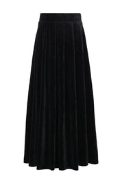 Velour Pleated Maxi Skirt