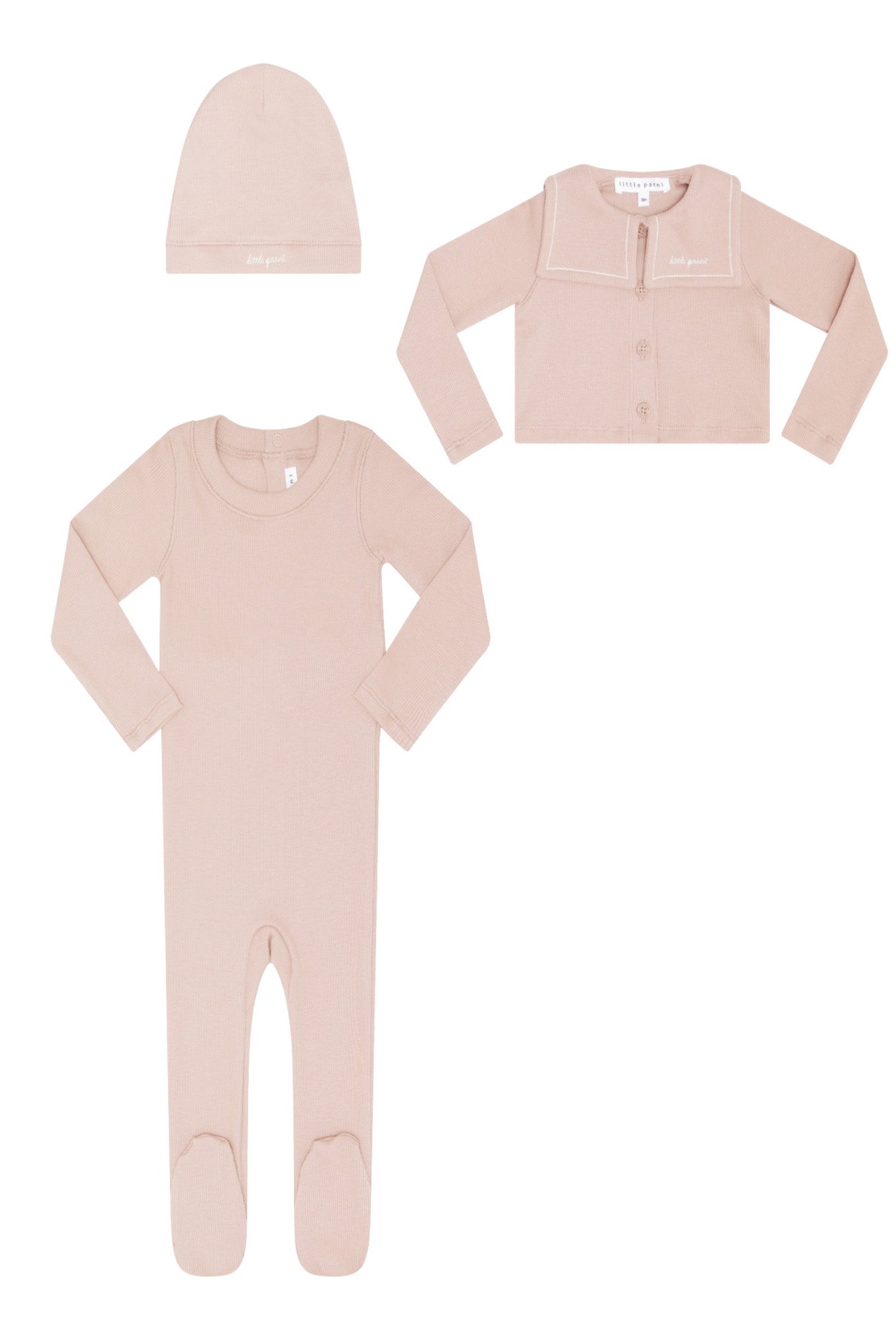 Embroidered Collar Baby Cardigan Set