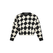 Casual Cropped Argyle Sweatshirt