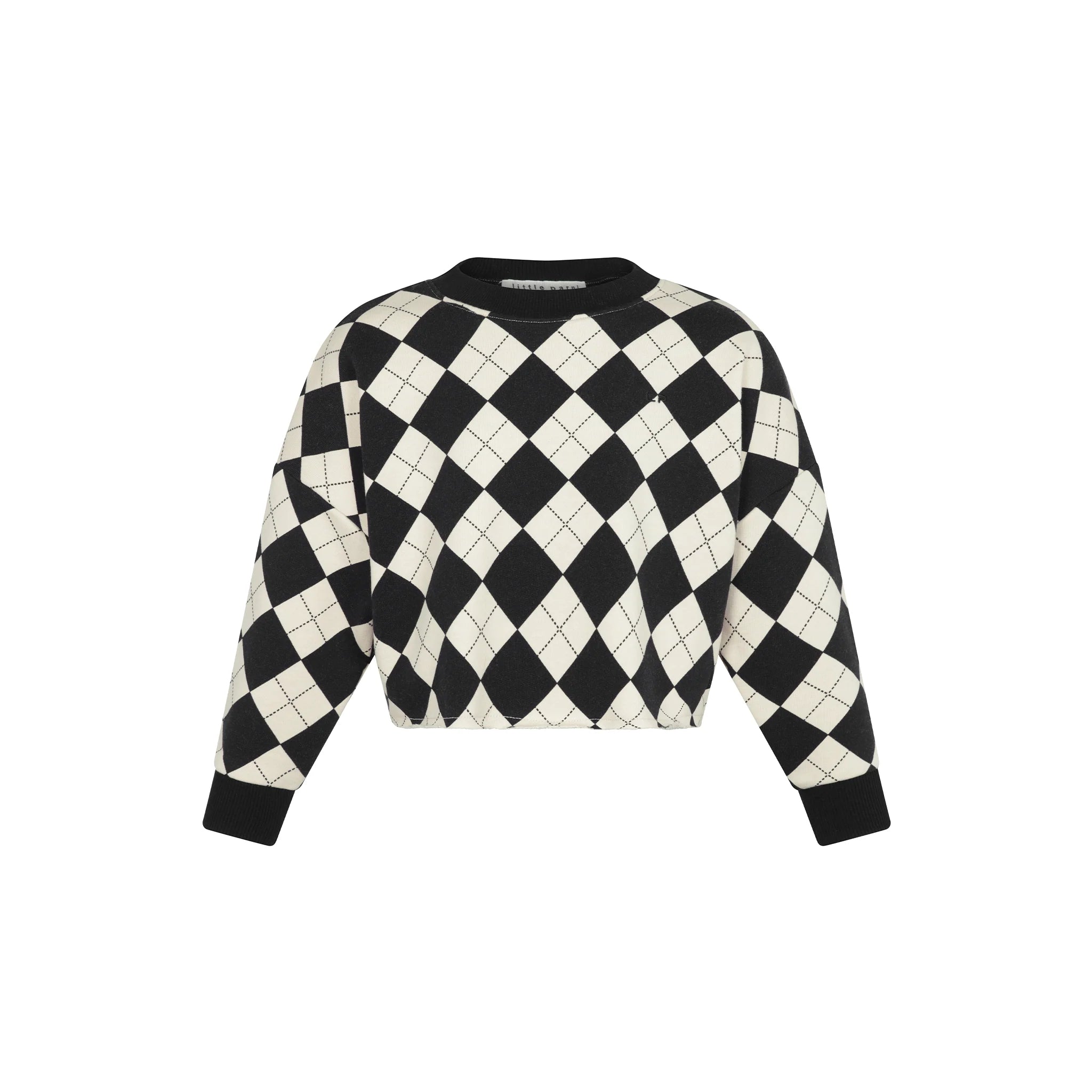 Casual Cropped Argyle Sweatshirt