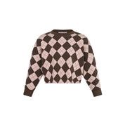 Casual Cropped Argyle Sweatshirt