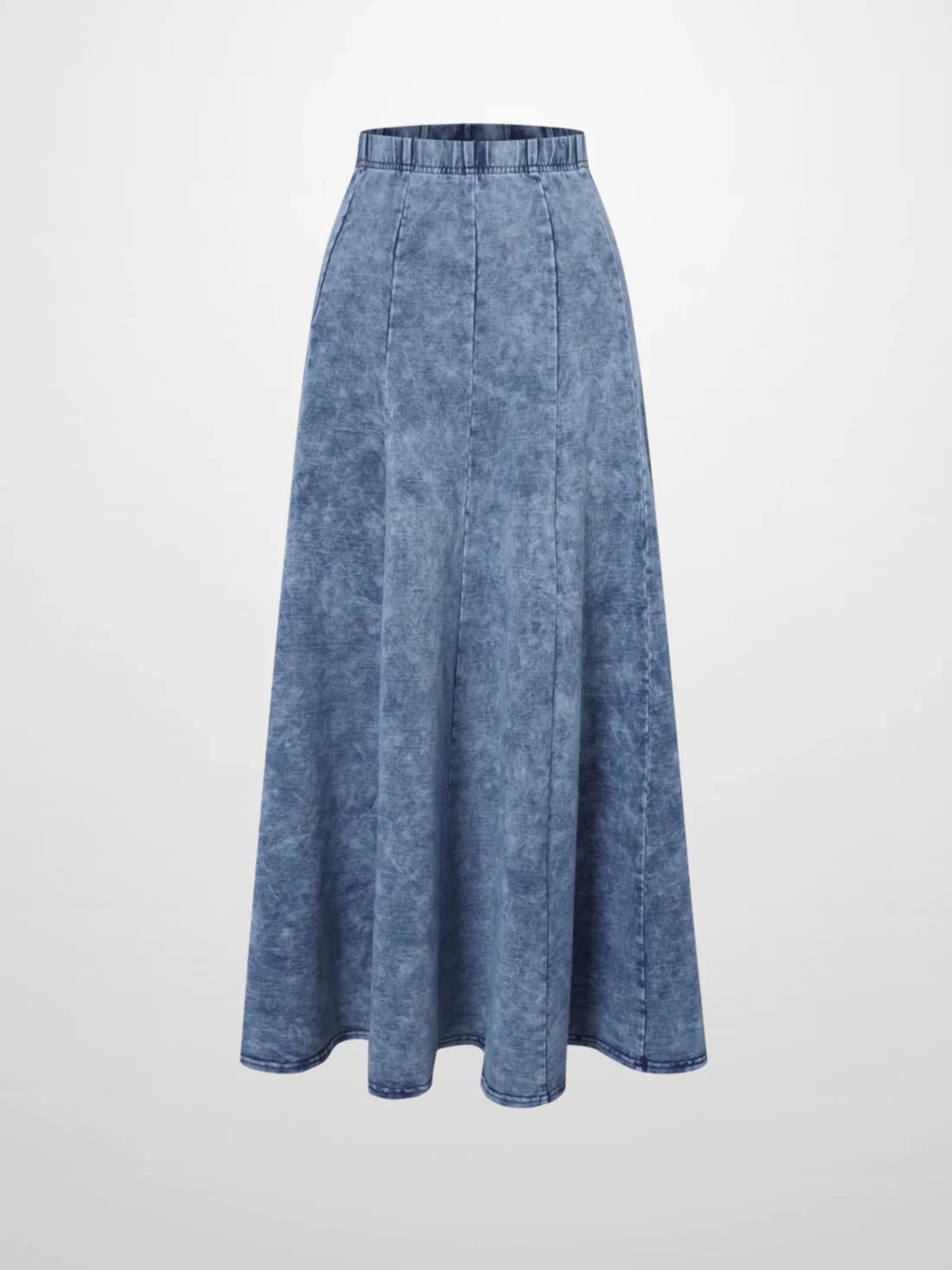 Paneled Flare Skirt 35"-Light Blue Wash