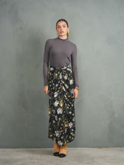 Tie-Front Draped Skirt