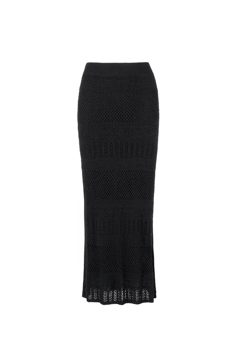 CROCHET BLACK MAXI SKIRT