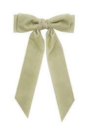 Madeline Velvet Long Tail Bow Clip - Antique Green (Handmade in the USA!)