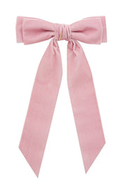Madeline Velvet Long Tail Bow Clip - Dusty Rose (Handmade in the USA!)