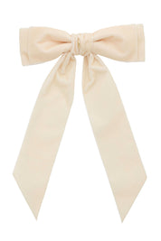 Madeline Velvet Long Tail Bow Clip - Ivory (Handmade in the USA!)