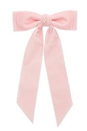 Madeline Velvet Long Tail Bow Clip - Light Pink (Handmade in the USA!)