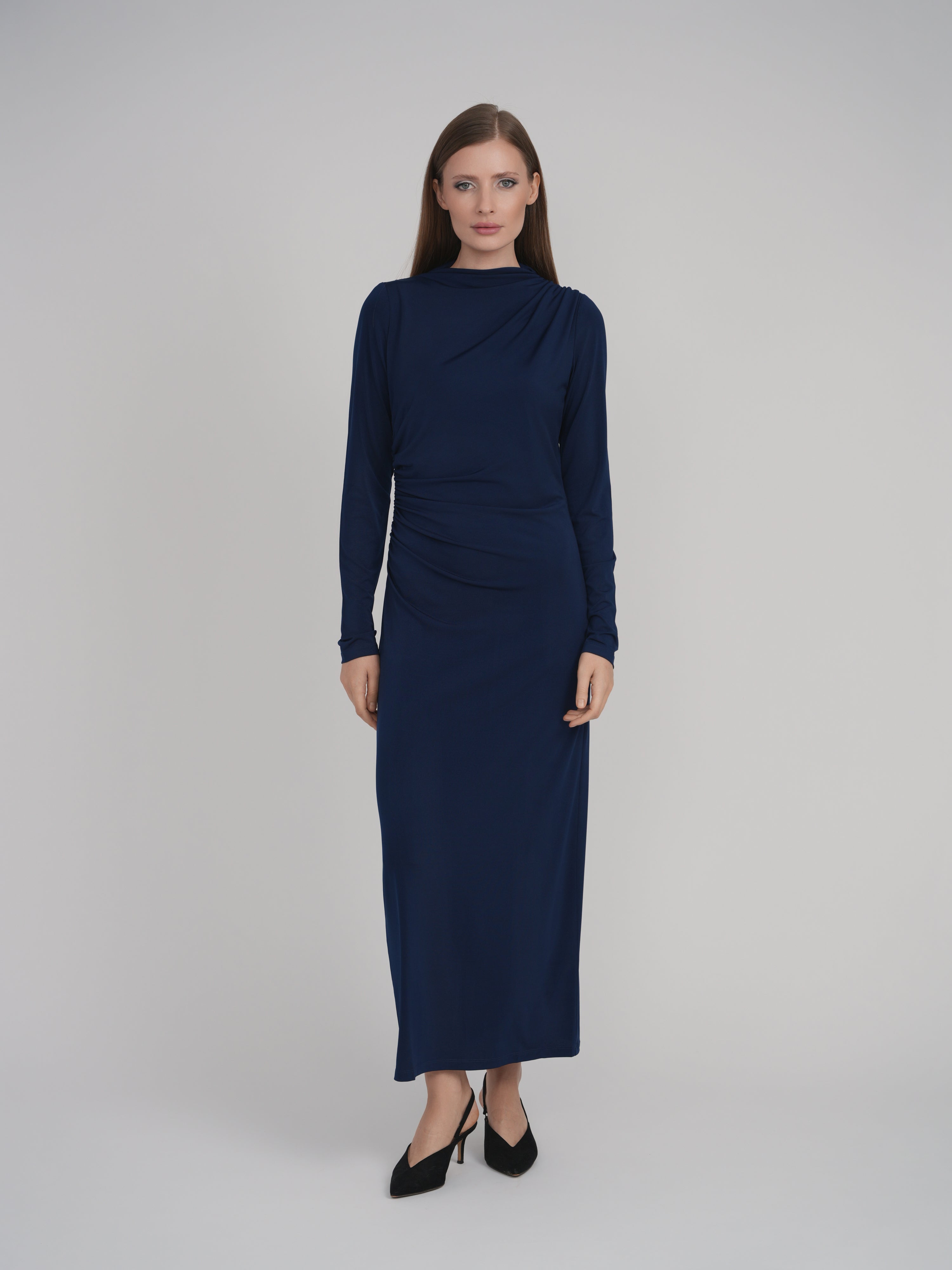 SIDE CINCH DRESS (NAVY)