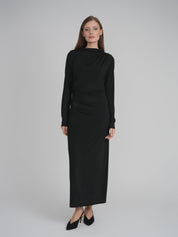 SIDE CINCH DRESS (BLACK)